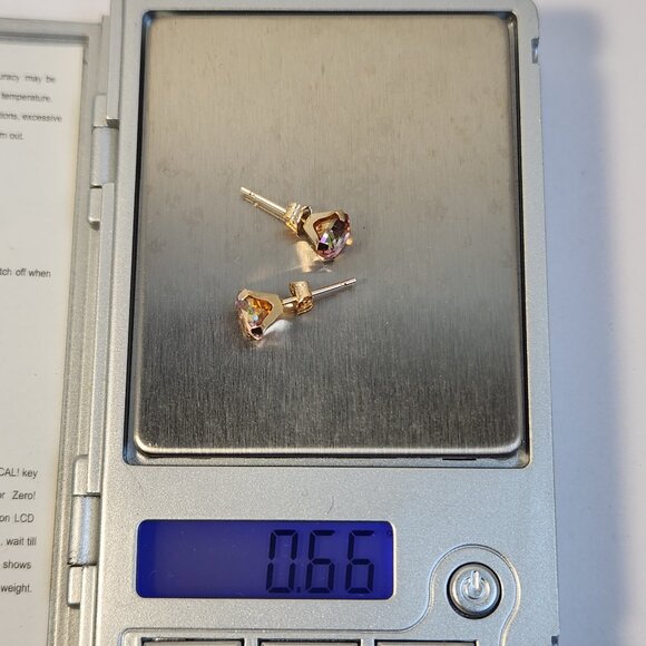 NIB VTG 14K Solid Gold 'Gizmo' (Pink) Mystic Topaz Stud Earrings - Picture 16 of 16